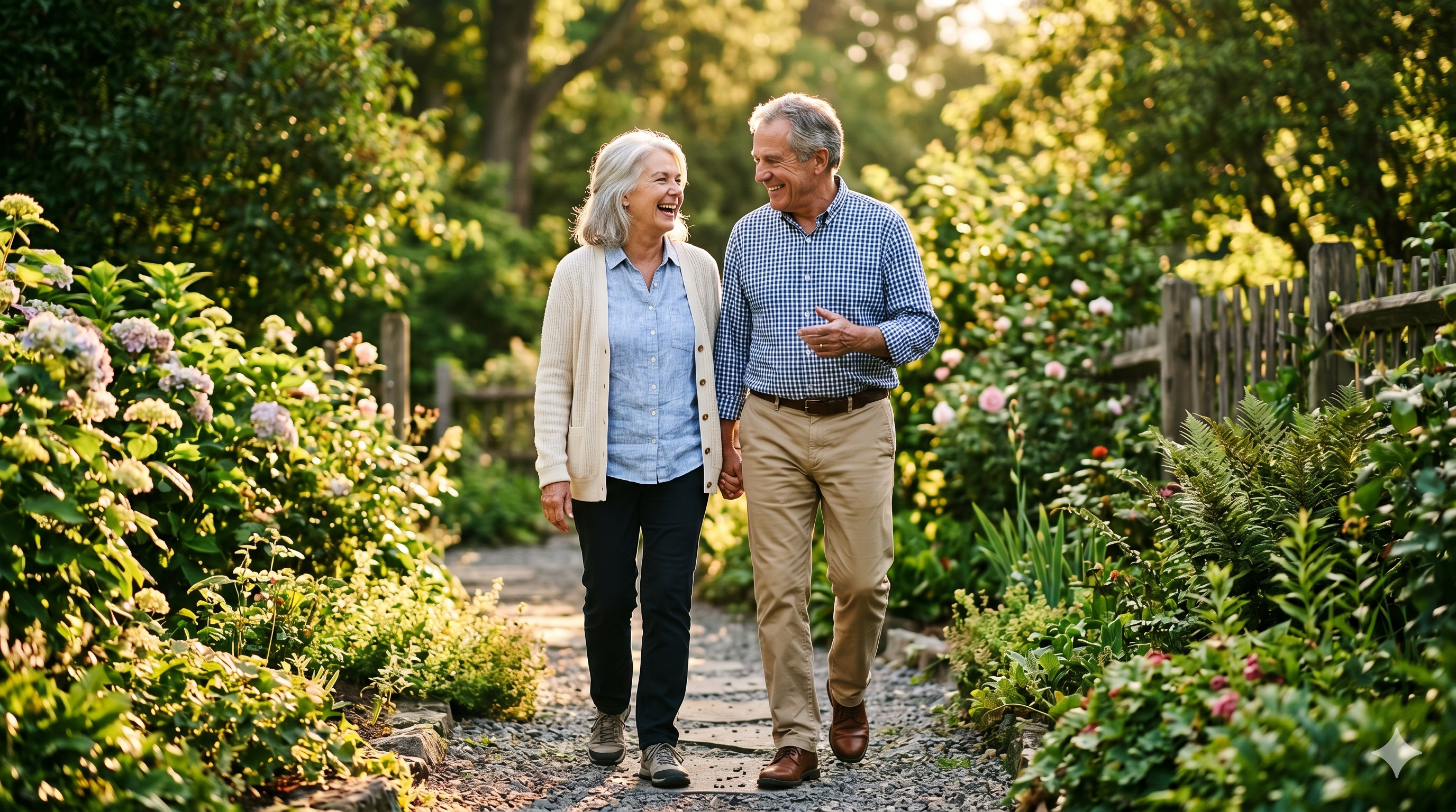 Active senior couple enjoying mobility and joint comfort